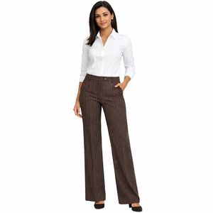 EUC LOFT Brown Wide Leg Pinstripe Pants Professional Size 12